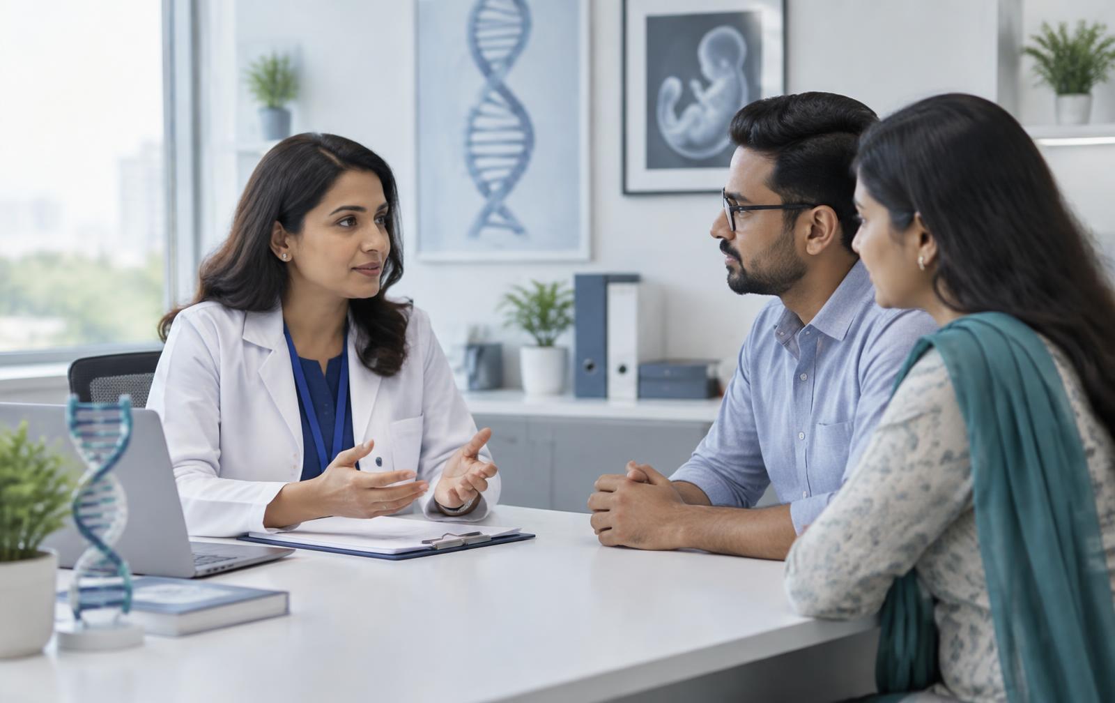 Genetic counsellor speaking with a couple